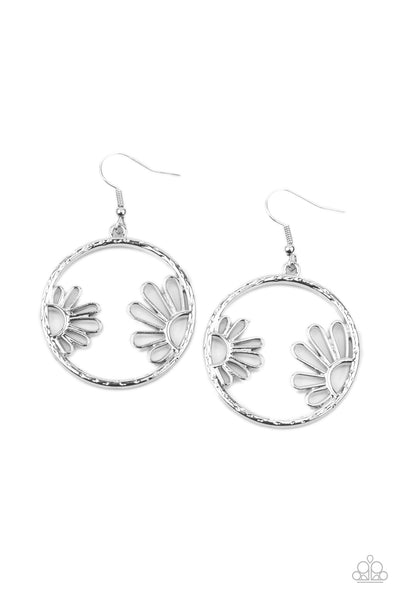 Paparazzi Demurely Daisy - Silver Earrings