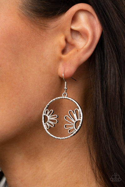 Paparazzi Demurely Daisy - Silver Earrings