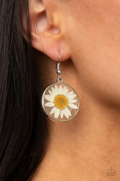 Paparazzi Forever Florals - White Earrings