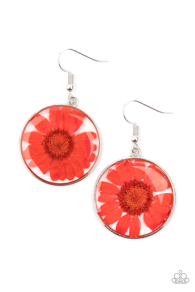 Paparazzi Forever Florals - Red Earrings