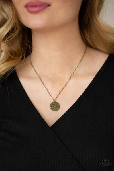 Paparazzi Choose Faith - Brass Necklace