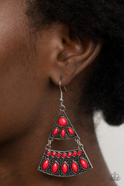 Paparazzi Desert Fiesta - Red Earrings