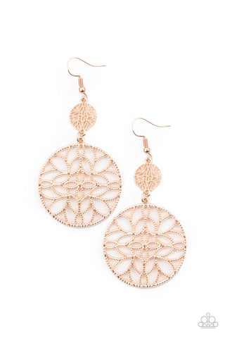 Paparazzi Mandala Eden - Rose Gold Earrings