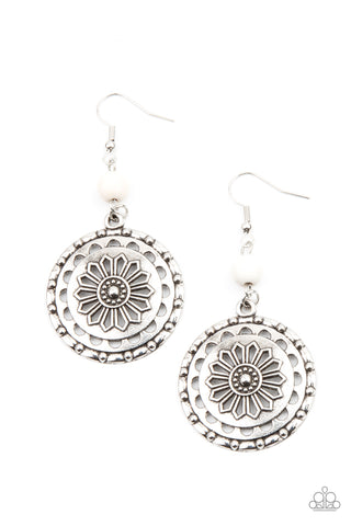 Paparazzi Flowering Frontiers - White Earrings