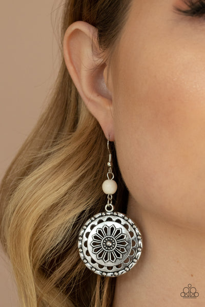 Paparazzi Flowering Frontiers - White Earrings