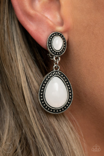 Paparazzi Carefree Clairvoyance - White Earrings
