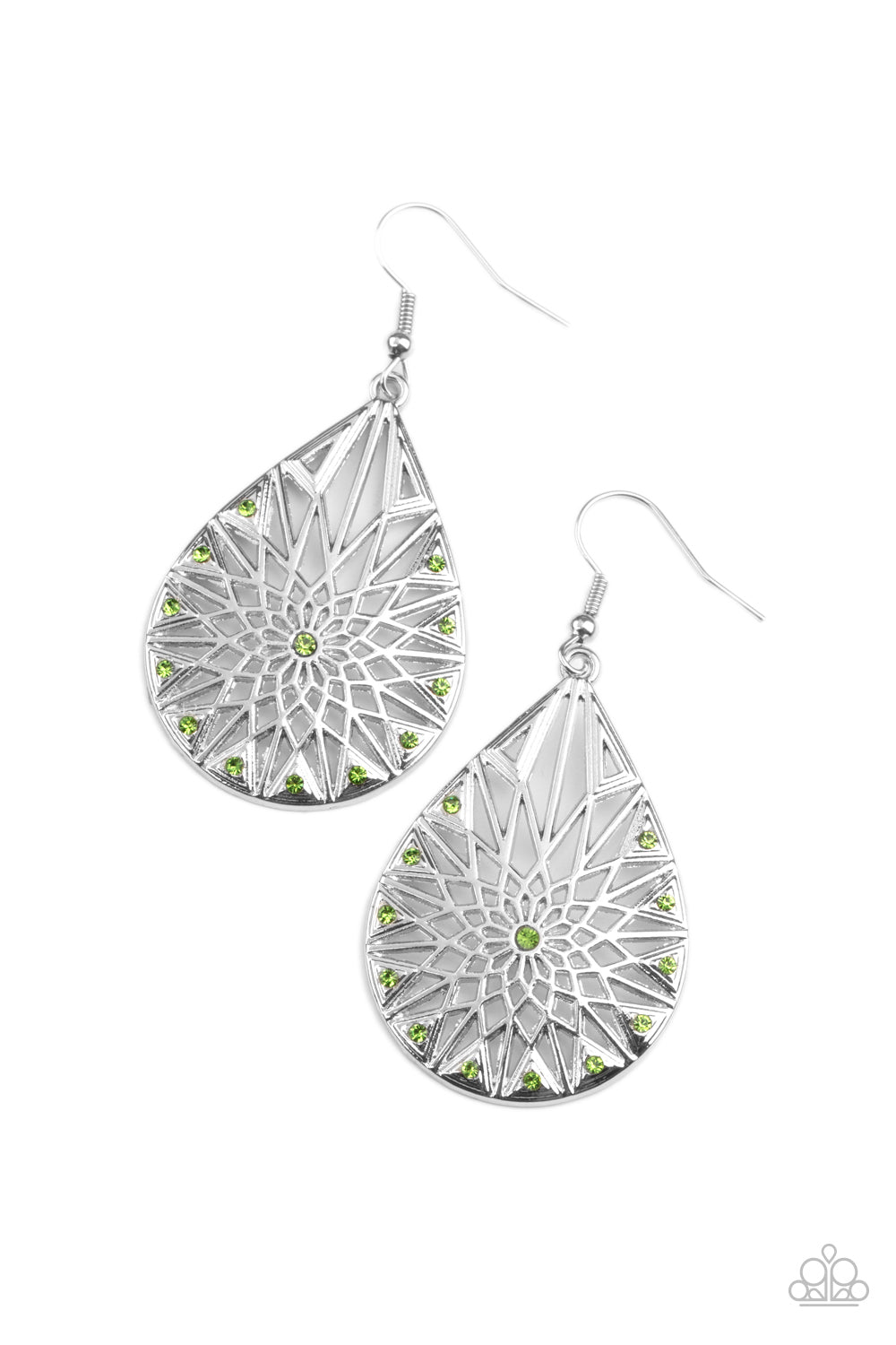 Paparazzi Icy Mosaic - Green Earrings