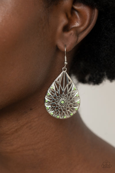 Paparazzi Icy Mosaic - Green Earrings