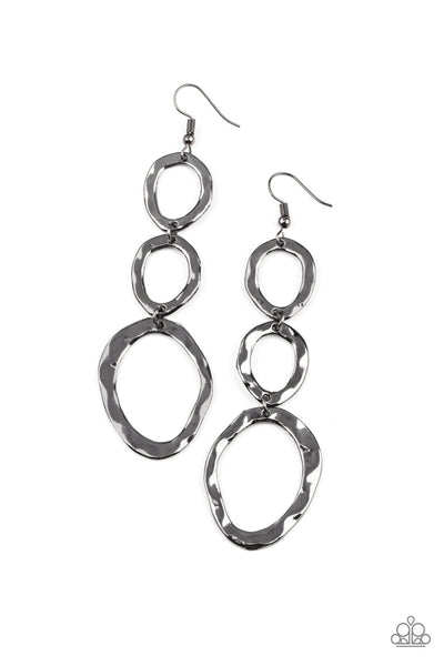 Paparazzi So OVAL It! - Black Earrings