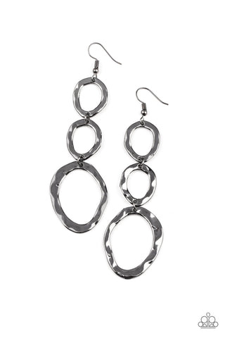 Paparazzi So OVAL It! - Black Earrings