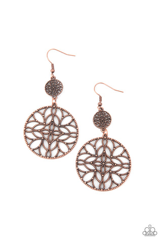 Paparazzi Mandala Eden - Copper Earrings