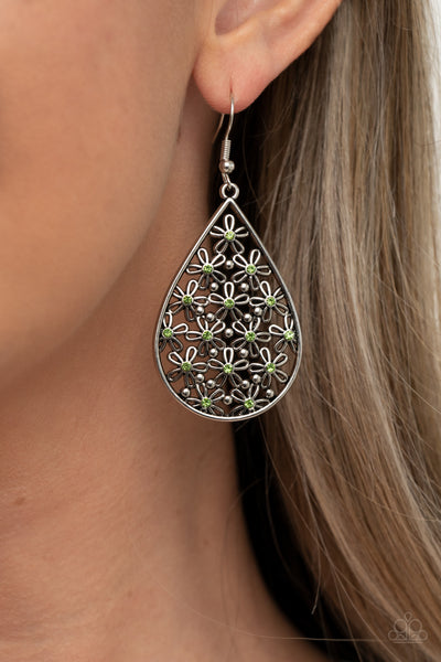 Paparazzi Tick, Tick, BLOOM! - Green Earrings