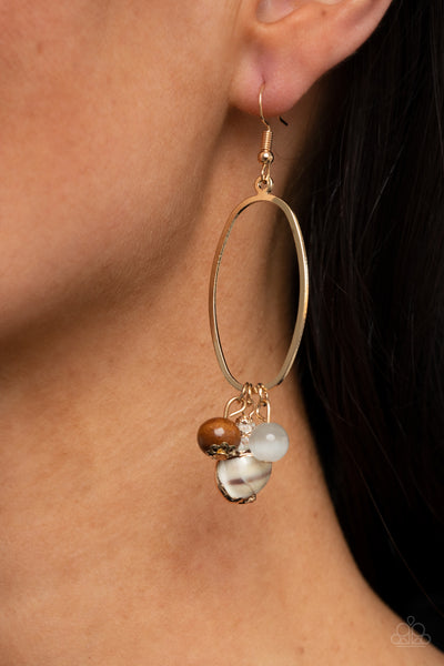 Paparazzi Golden Grotto - White Earrings