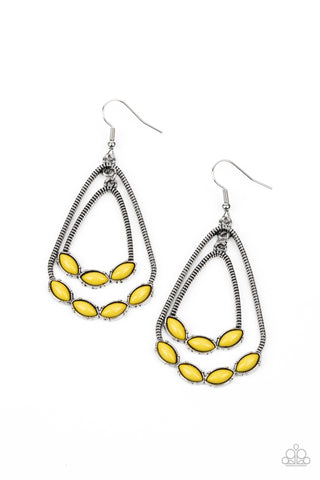 Paparazzi Summer Staycation - Yellow Earrings