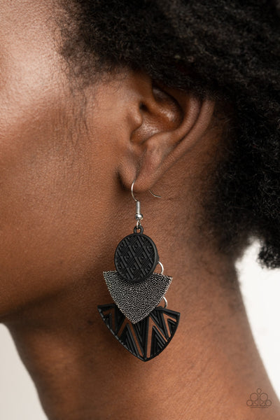 Paparazzi Jurassic Juxtaposition - Black Earrings