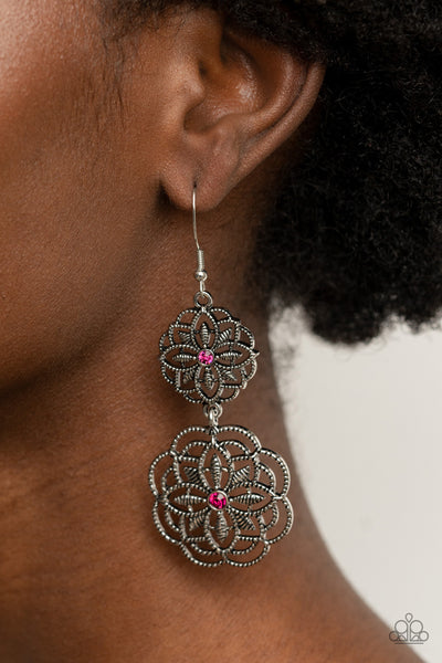 Paparazzi Mandala Mecca - Pink Earrings