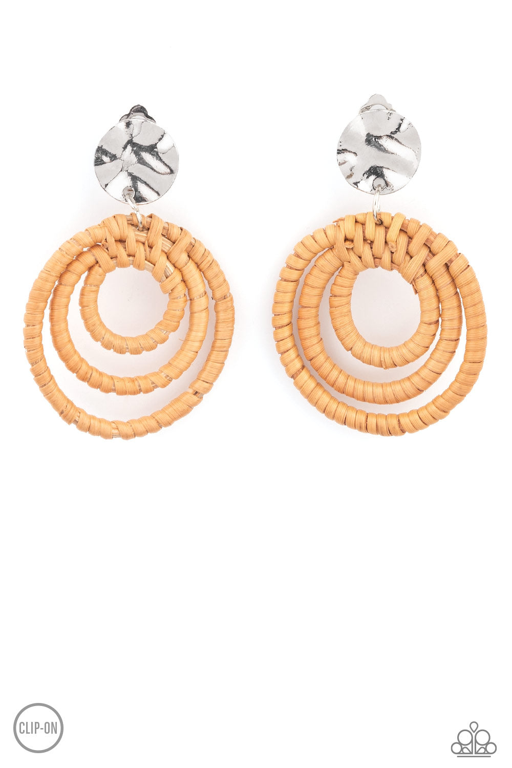Paparazzi Whimsically Wicker - Brown Earrings