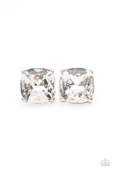 Paparazzi Royalty High - White Earrings