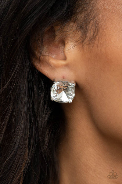 Paparazzi Royalty High - White Earrings