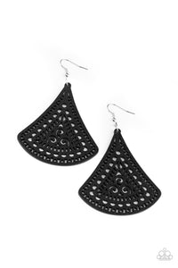 Paparazzi FAN to FAN - Black Earrings