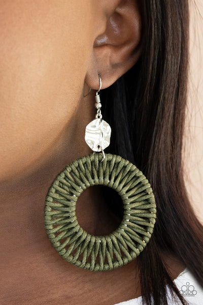 Paparazzi Total Basket Case - Green Earrings