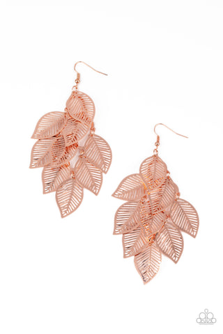 Paparazzi Limitlessly Leafy - Copper Earrings