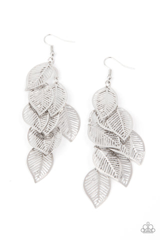 Paparazzi Limitlessly Leafy - Silver Earrings