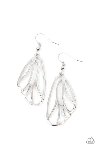 Paparazzi Turn Into A Butterfly - Silver Earrings
