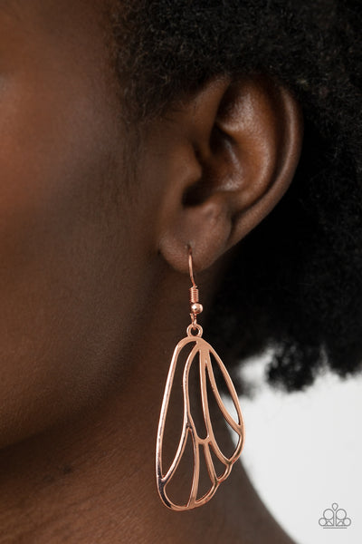 Paparazzi Turn Into A Butterfly - Copper Earrings