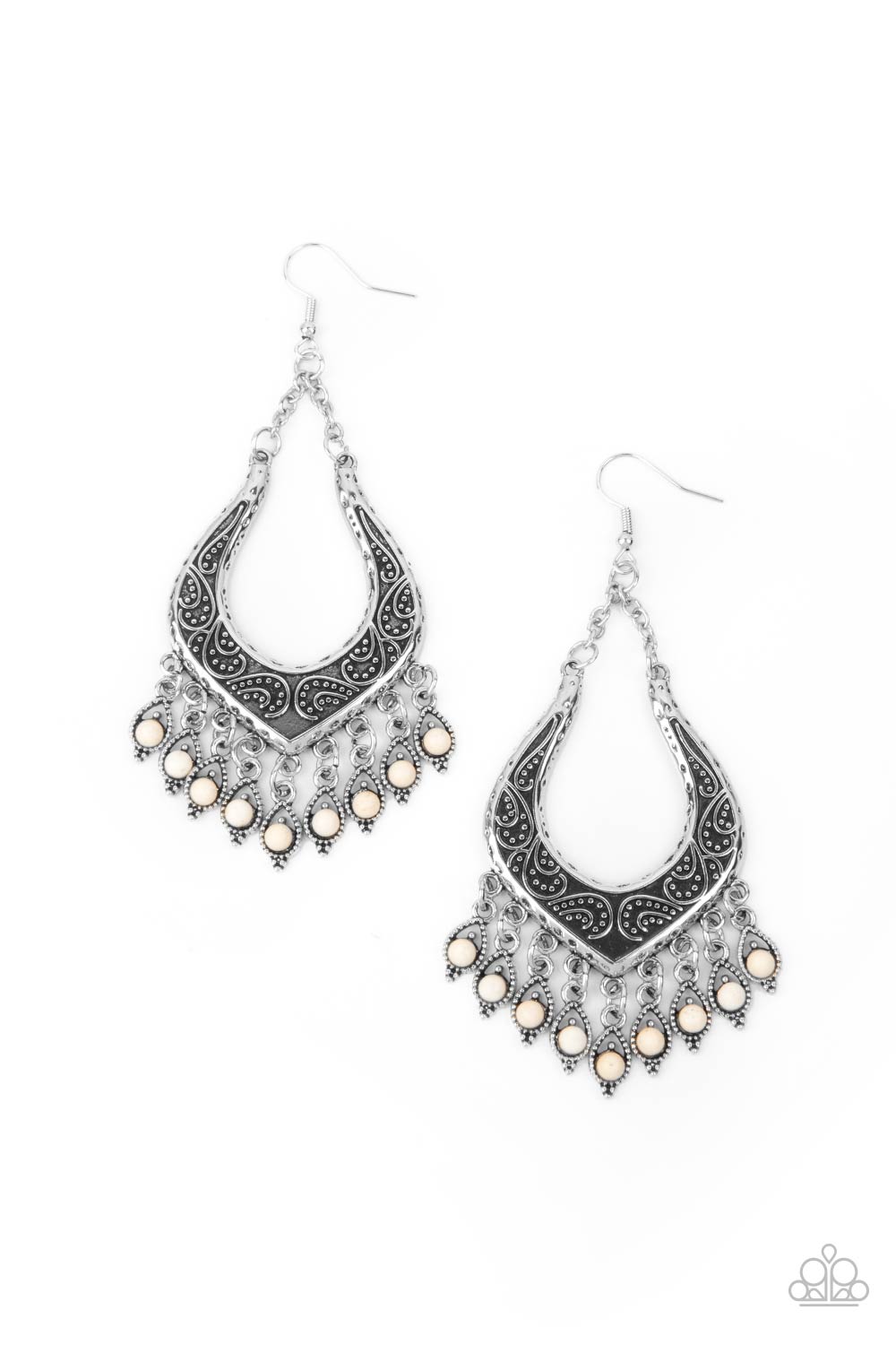 Paparazzi Sahara Fiesta - White Earrings