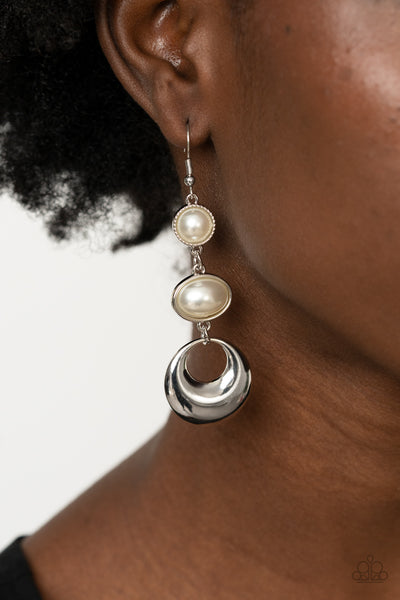 Paparazzi Bubbling To The Surface - White Earrings