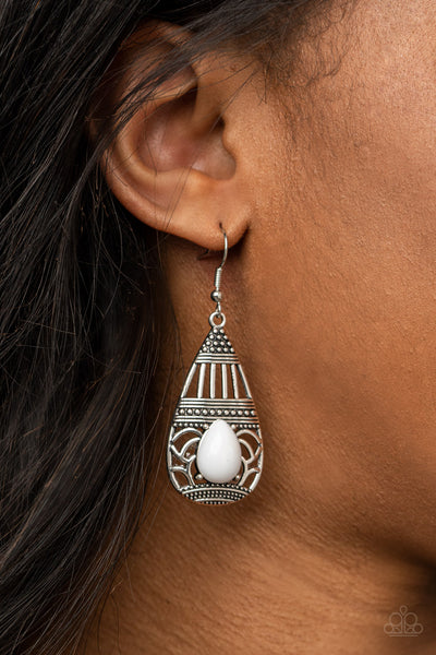 Paparazzi Eastern Essence - White Earrings