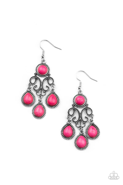 Paparazzi Canyon Chandelier - Pink Earrings