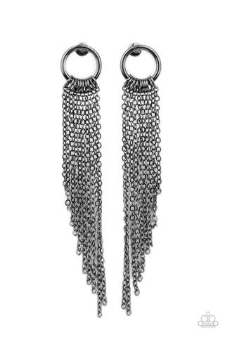 Paparazzi Divinely Dipping - Black Earrings
