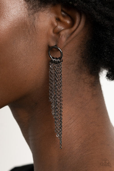Paparazzi Divinely Dipping - Black Earrings