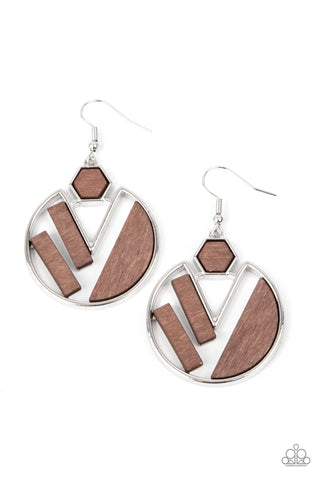 Paparazzi Petrified Posh - Brown Earrings