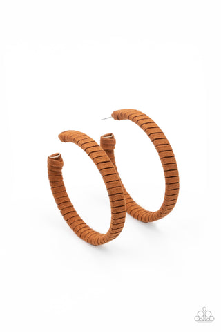 Paparazzi Suede Parade - Brown Earrings
