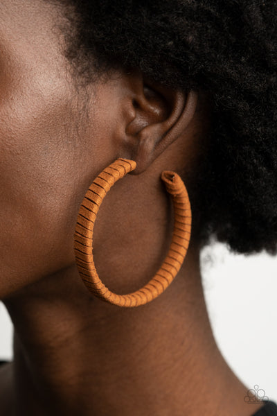 Paparazzi Suede Parade - Brown Earrings