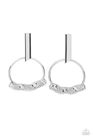 Paparazzi Set Into Motion - Silver Earrings