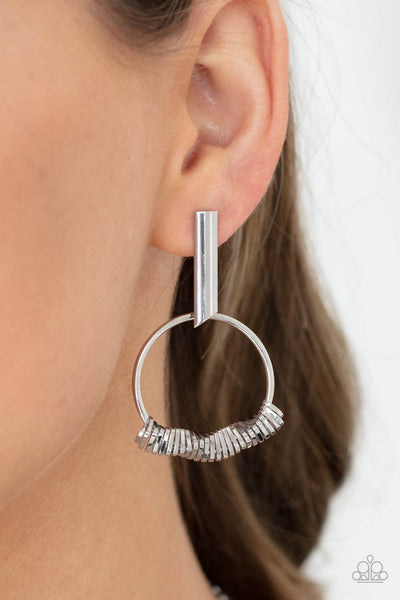 Paparazzi Set Into Motion - Silver Earrings
