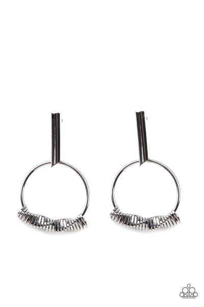 Paparazzi Set Into Motion - Black Earrings