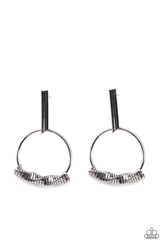 Paparazzi Set Into Motion - Black Earrings