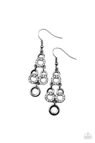Paparazzi Luminously Linked - Black Earrings