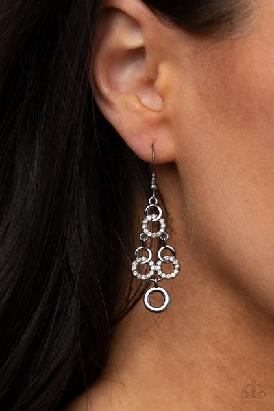 Paparazzi Luminously Linked - Black Earrings