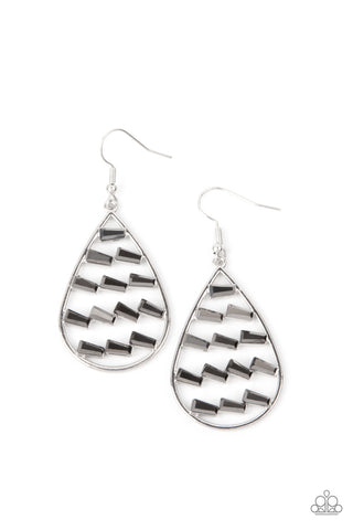 Paparazzi Glitzy Grit - Silver Earrings