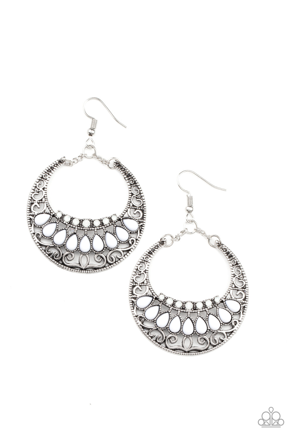 Paparazzi Crescent Couture - White Earrings