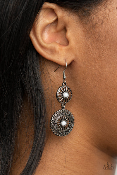 Paparazzi Keep It WHEEL - White Earrings