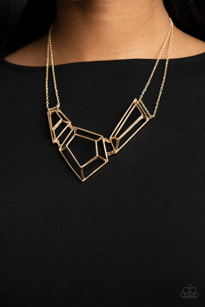Paparazzi 3-D Drama - Gold Necklace