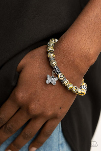 Paparazzi Butterfly Wishes - Yellow Bracelet