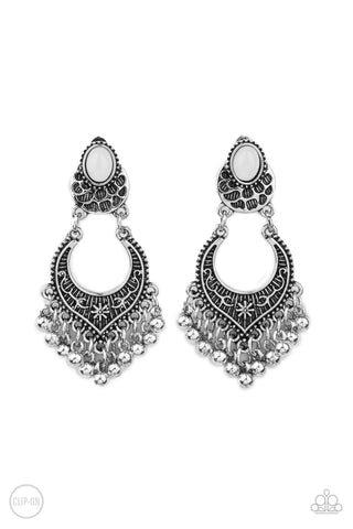 Paparazzi Summery Gardens - White Earrings